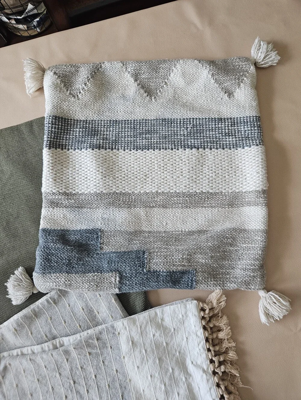Boho Home Decor Bundle: 2 Ikea Pillow Covers + 1 Food Network Table Runner